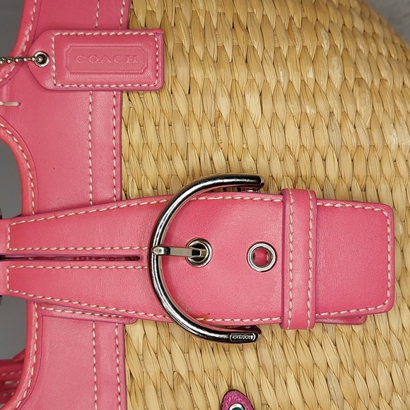 Coach Hand Woven Straw & Leather Small Tote Bag - Picture 2 of 13